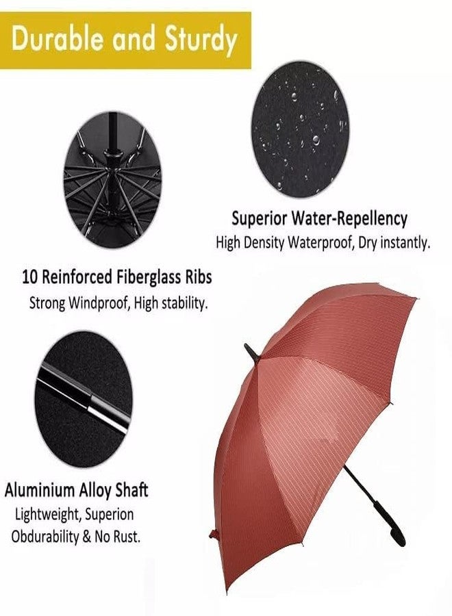 VIKIJO Golf Umbrella, automatically open large umbrella with Non-Slip Handle, windproof and rainproof, Oversize Rain Umbrella with Double Canopy Vented Stick Umbrella (Red) - Image 3
